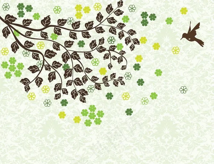 抽象树叶小燕子图片