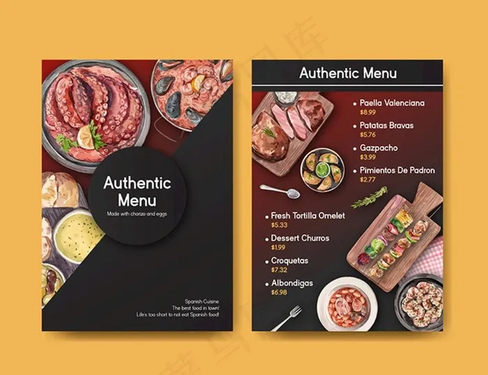 卡通美食烤肉菜单菜谱图片