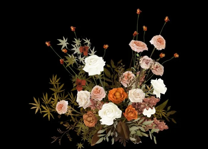 秋色系焦糖色婚礼花艺素材道具图片1890x1417psd模版下载