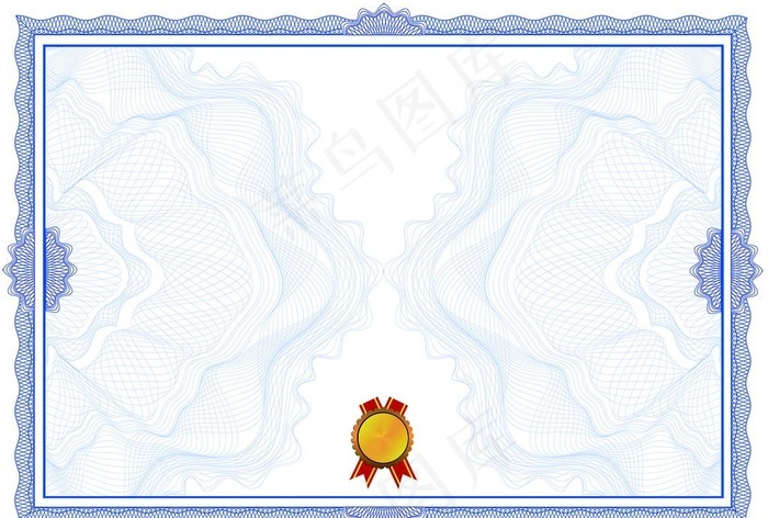 蓝色奖状荣誉证书背景图片