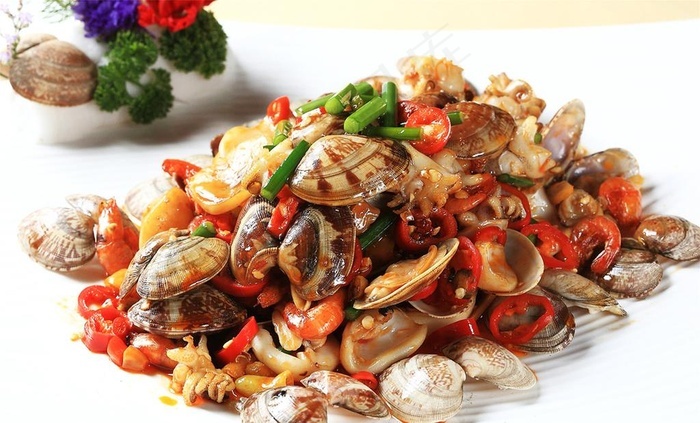 炒花甲炒螺蛳图片