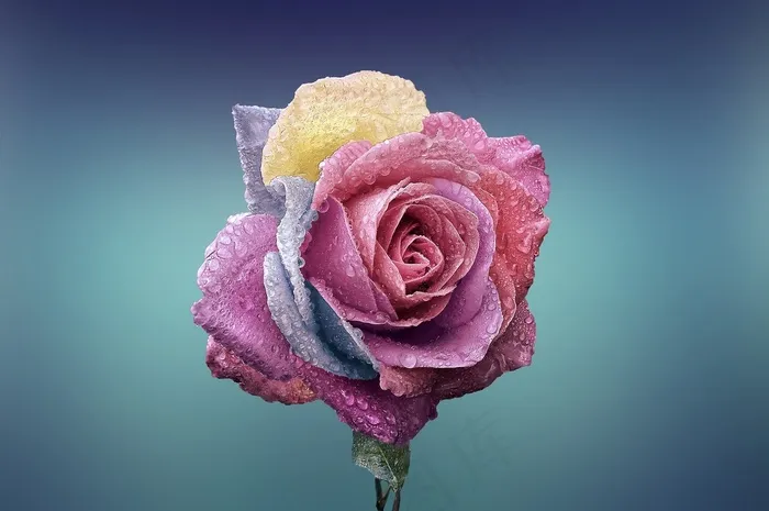 玫瑰,粉色玫瑰,玫瑰花,玫瑰图案,洋桔梗,七彩玫瑰与露珠