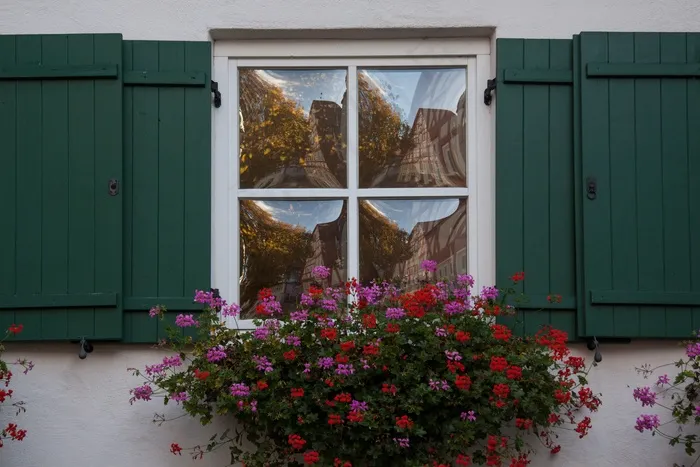 家用，旧，窗户，Gwölbtes玻璃窗，镜像