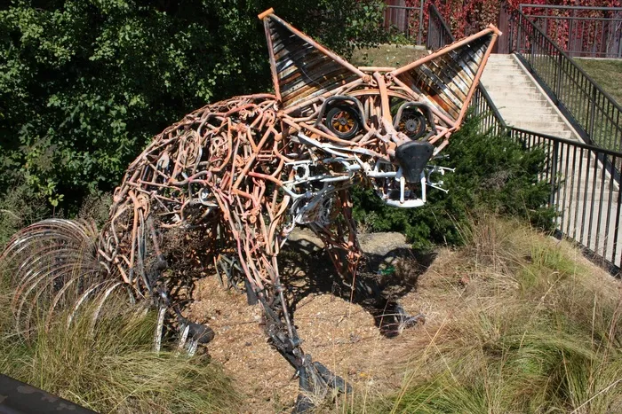 狐狸，蒸汽朋克，雕塑，金属