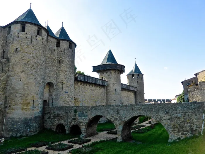 卡尔卡松，防御，墙，石头，城堡，堡垒