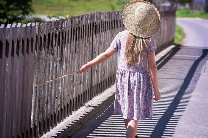 鸟类,桥梁,美女,交通护栏,自然/人文景观,草帽走木栅栏的女孩