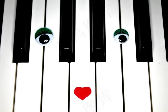 钢琴，钢琴课，眼睛，键，黑色，白色，音乐