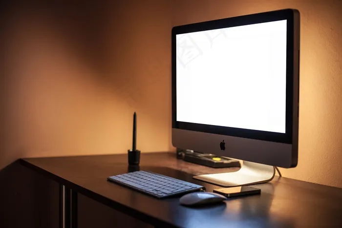 电脑,显示屏,台式电脑,办公桌,带照明屏幕的桌子电脑