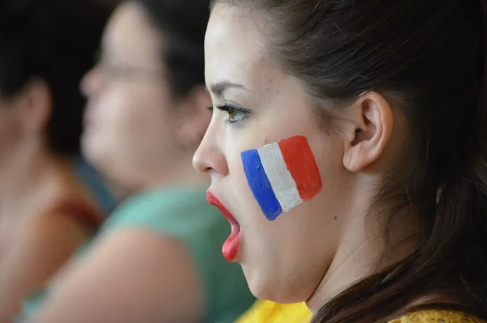 女孩，支持，尖叫声，动机，法国，国旗
