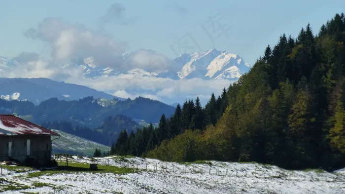 阿尔高，冬季爆炸，雪，山脉，全景，阿尔卑斯山