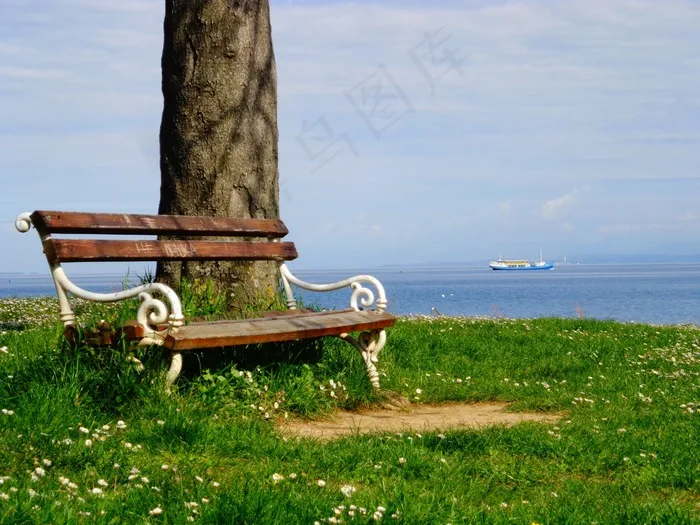 长凳，海，普拉托，孤独，天空，坐，木椅