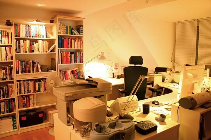 书房,室内,办公桌,书架,装修效果图,办公室2