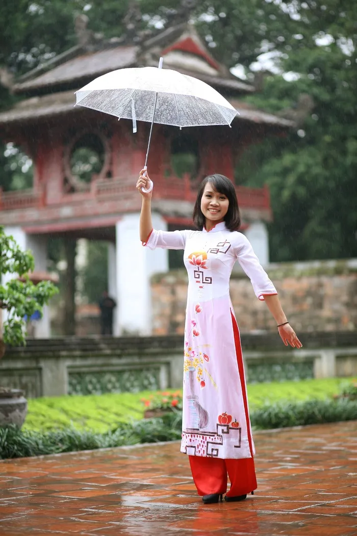 女孩，伞，亚洲，雨，女人，快乐，亚洲，喜悦