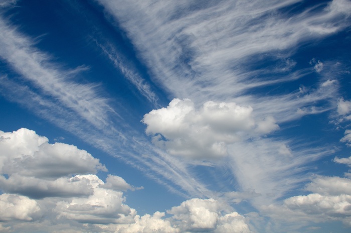云团,积云,卷云,天空,蓝色,一天,夏天,性质