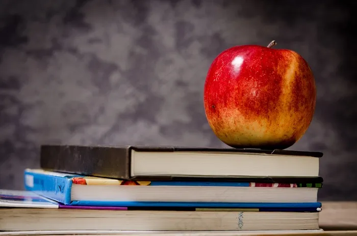 苹果，教育，学校，知识，苹果，红色，书