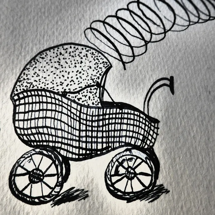 手绘草图，婴儿车，出生，地图