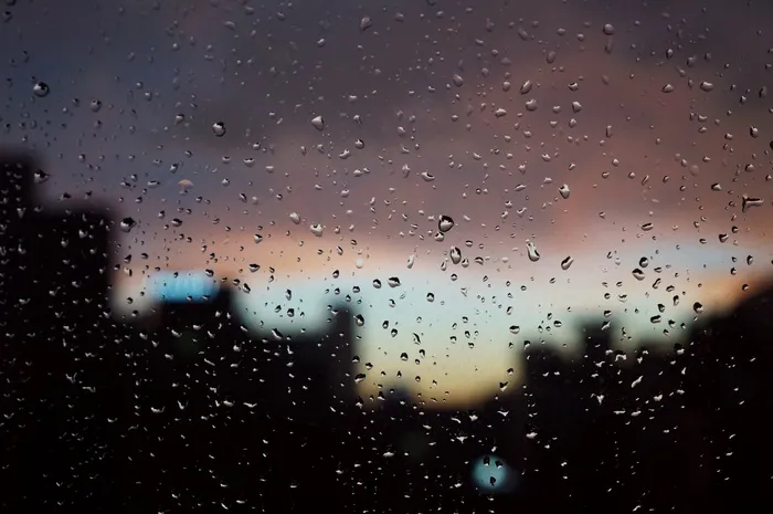 雨滴，日落，窗口，抑郁，窗外
