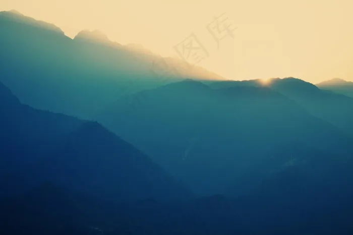 山，景观，高地，朦胧，阳光，太阳