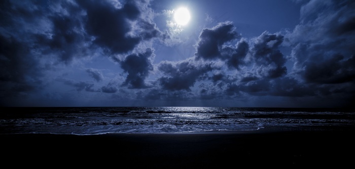 天空 夜 海 景观 月亮 云 夜空 菜鸟图库