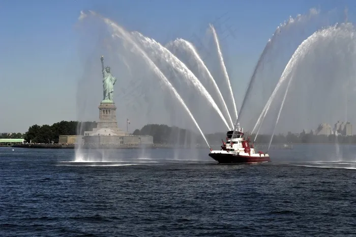 消防船，纽约港，自由女神像，自由女神像