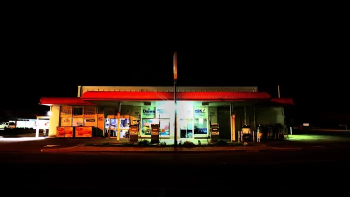 加油站，加油站，泵，夜晚，黑暗