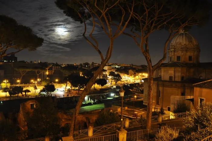 晚上，时间，月亮，圣彼得大教堂，教堂，意大利