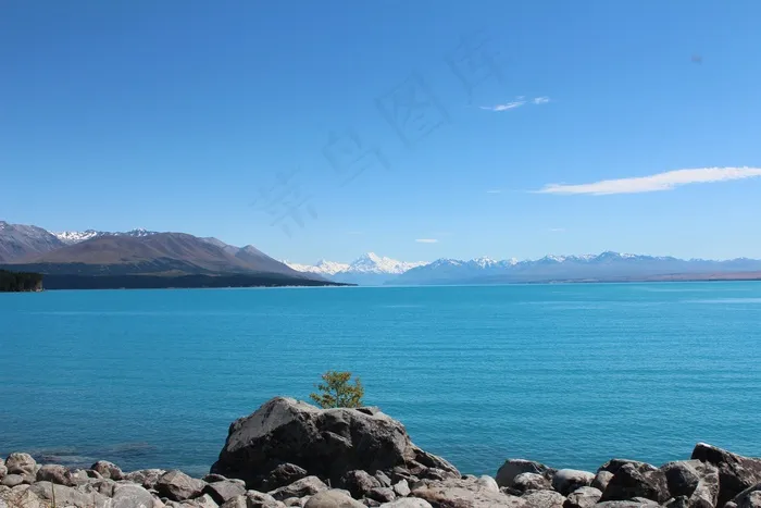 湖，自然，水，蓝色，山，库克山