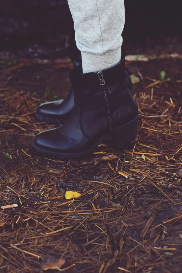 秋季，鞋子，靴子，黑色，皮革，风格，服装