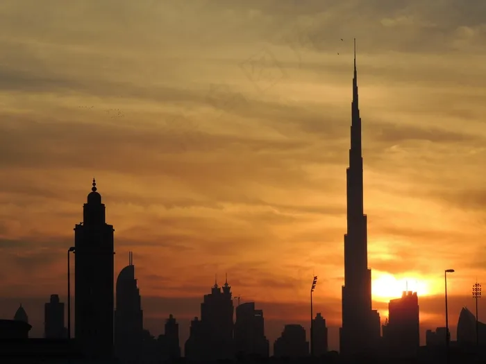 哈利法塔，在顶部，伸出手，迪拜，城市