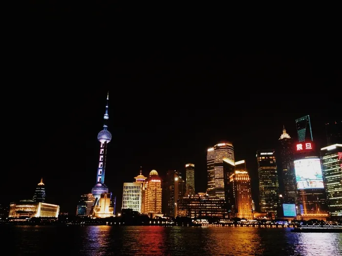 中国上海，东方明珠，夜景，夜