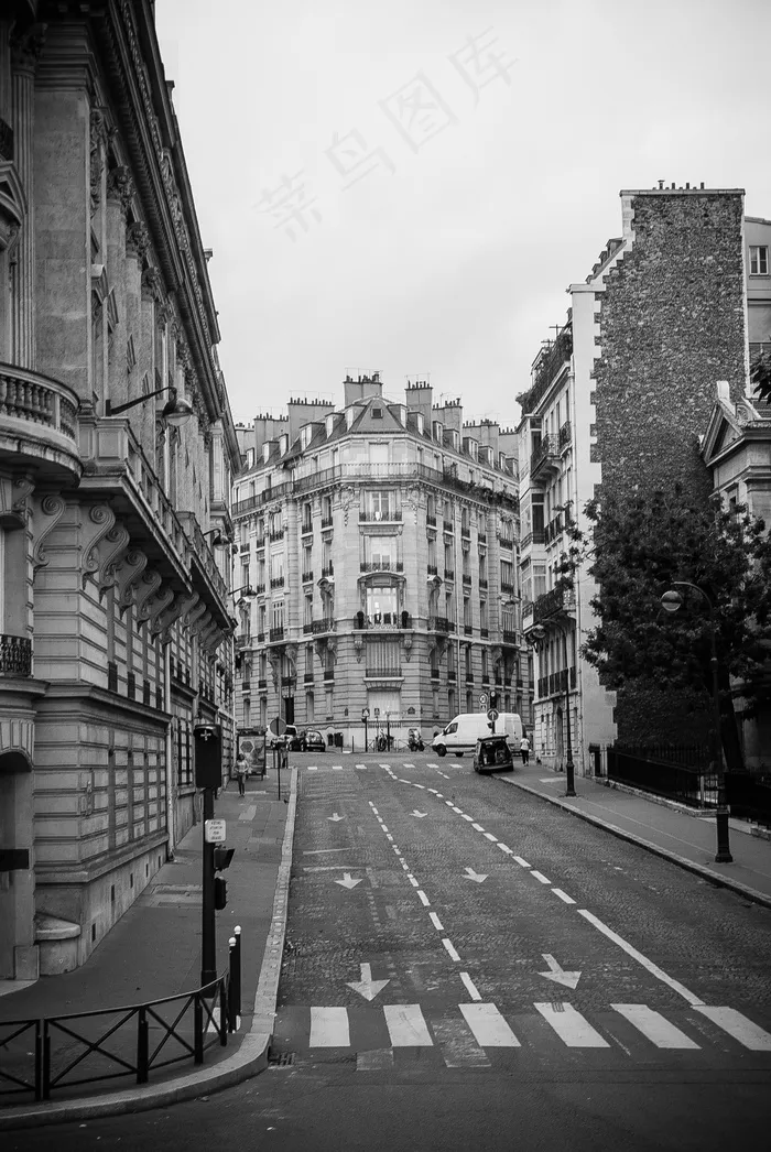 巴黎的街道，巴黎，建筑，黑色和白色