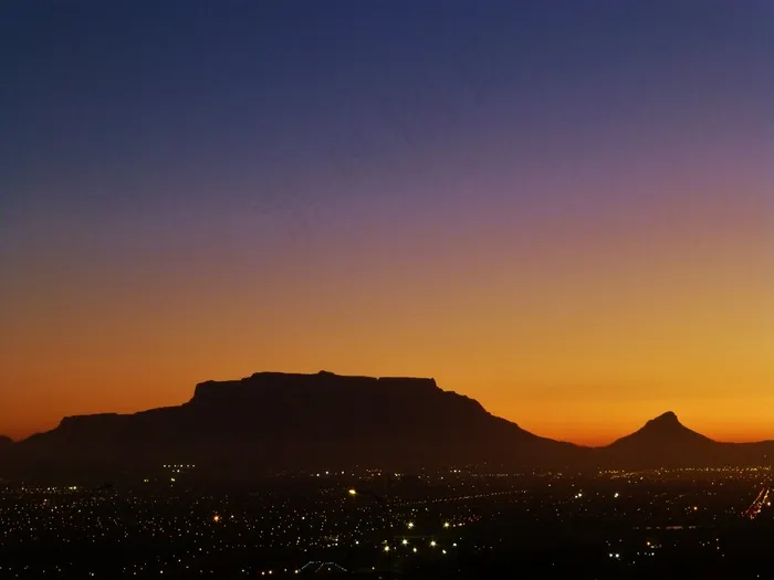 桌山，南非开普敦，日落
