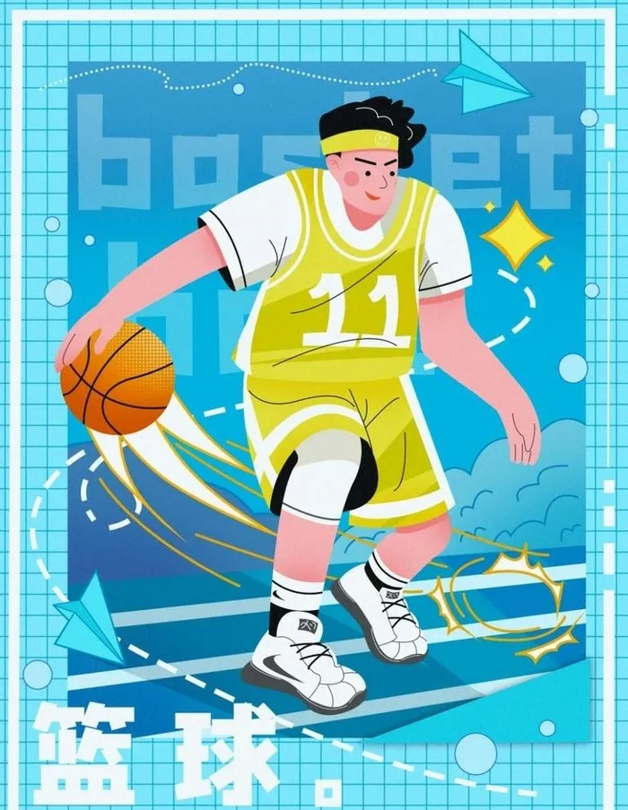 篮球人物插画图片