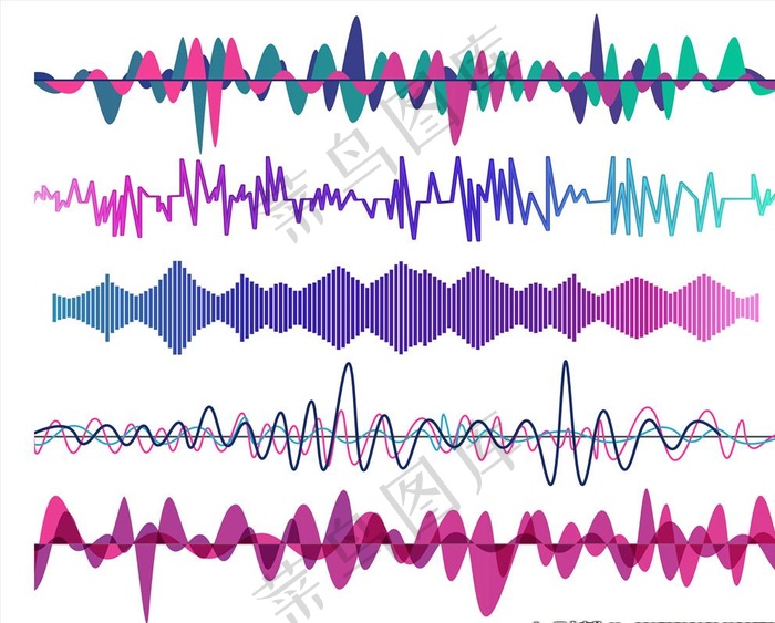 波浪线 声波 曲线图片ai矢量模版下载