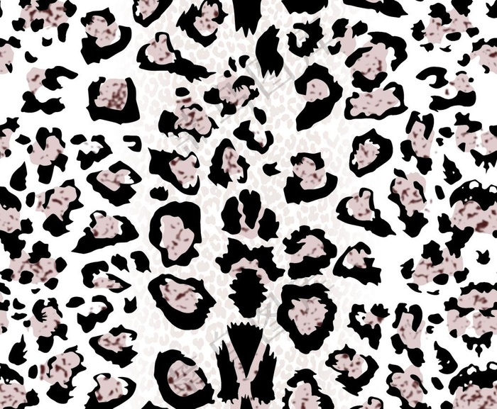 豹纹 白底 手绘印花图片