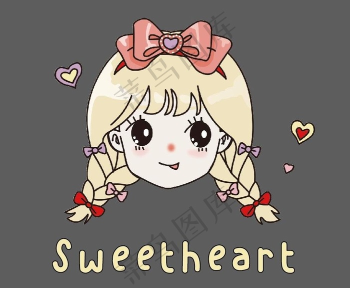 小女孩图片ai矢量模版下载